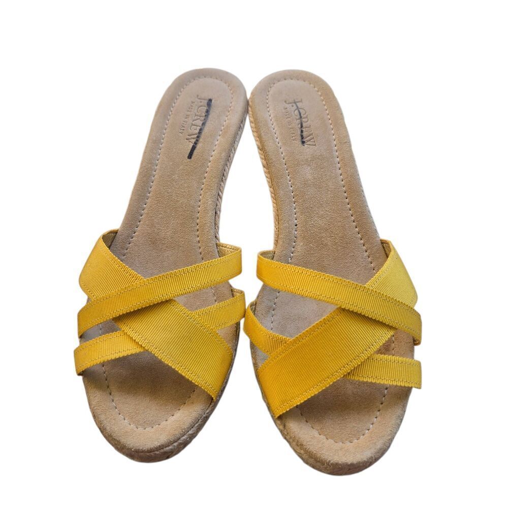 J. Crew Vintage Women's Size 8 Yellow Strappy Slip-On Wedge Sandal